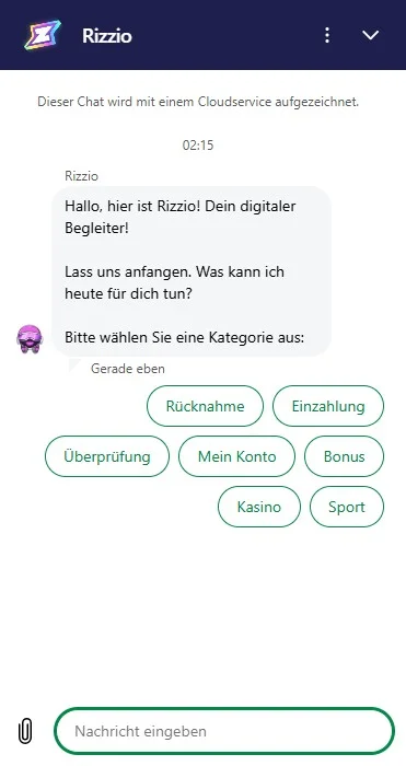 Rizzio Casino support